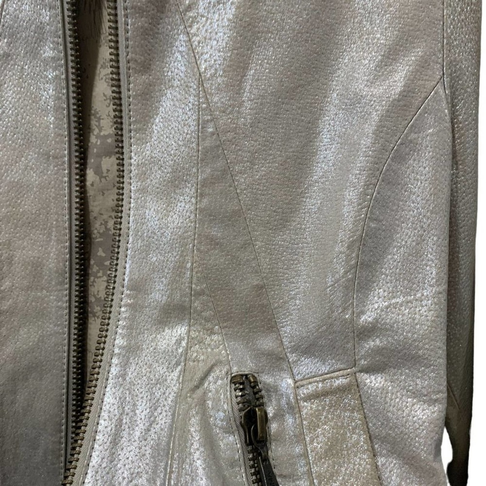 Doma Metallic Leather Motor Jacket Gold Silver Genuine Leather soft S - Picture 9 of 10